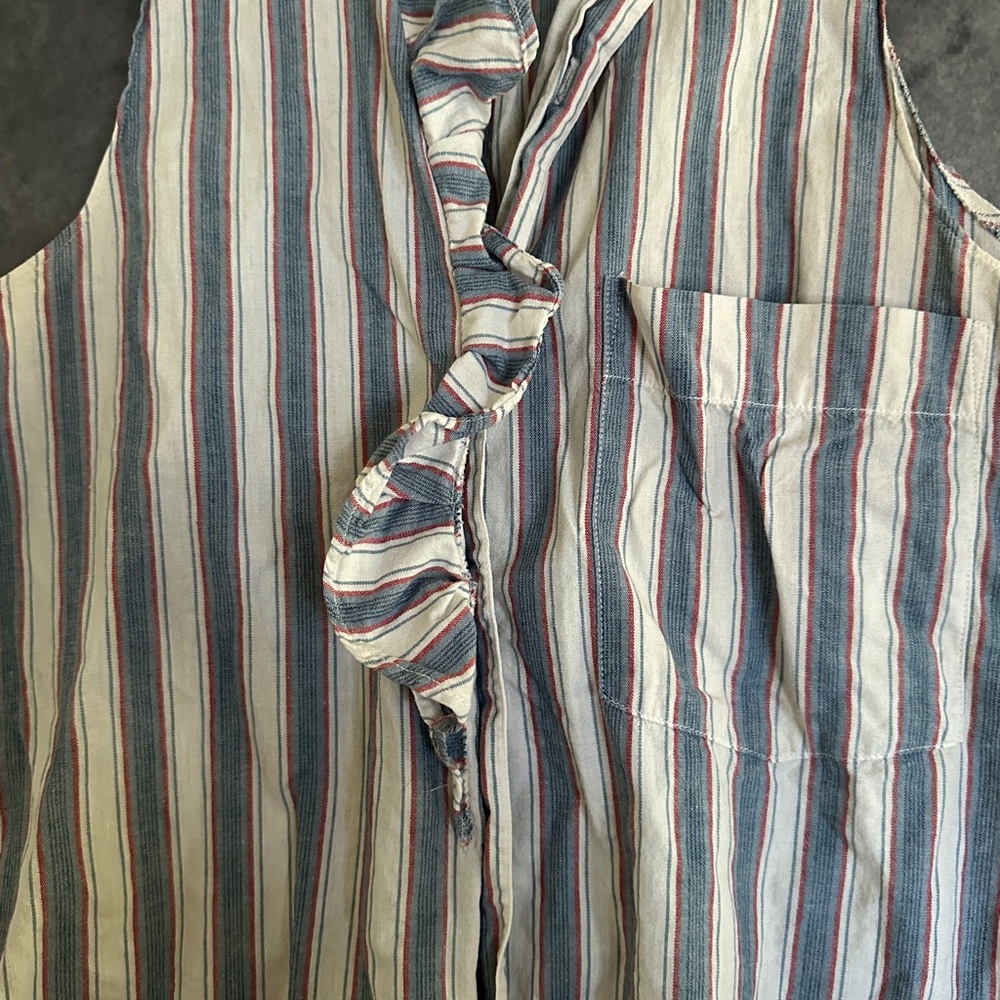 Vintage Banana Republic Safari & Travel Clothing Co Blue & White Striped Blouse - Picture 4 of 6